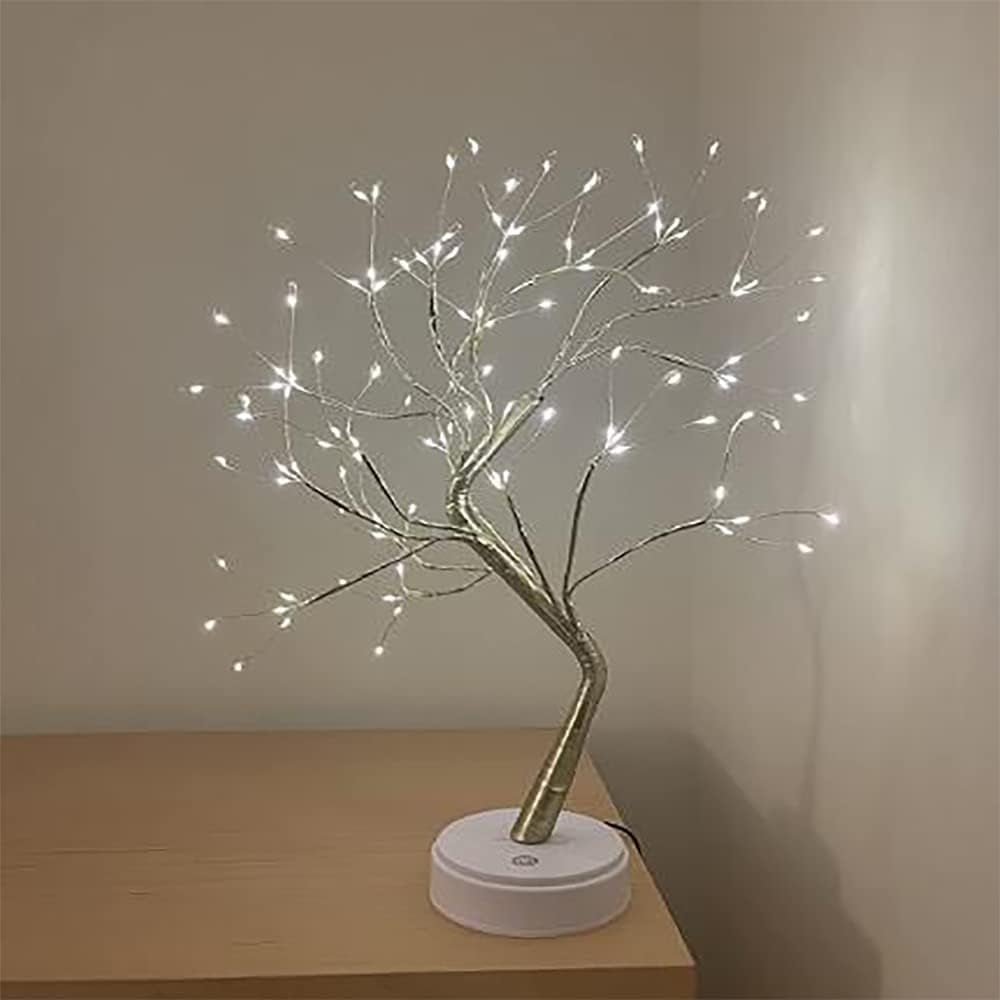 108 LED Bonsai Tree Night Lights, 20" Artificial Tree Lamp for Living Room Cute Decor, USB Table Top Fairy Light Spirit Tree, Home Decorations, Weddings… (Pure White)