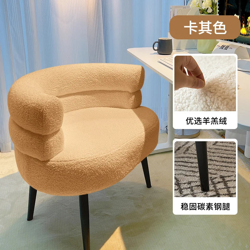 Customized Luxury Cashmere Makeup Chair,Nordic Living Room Armchair,Home Furniture,Leisure Chairs,Bedroom,Computer Sofas,Stool