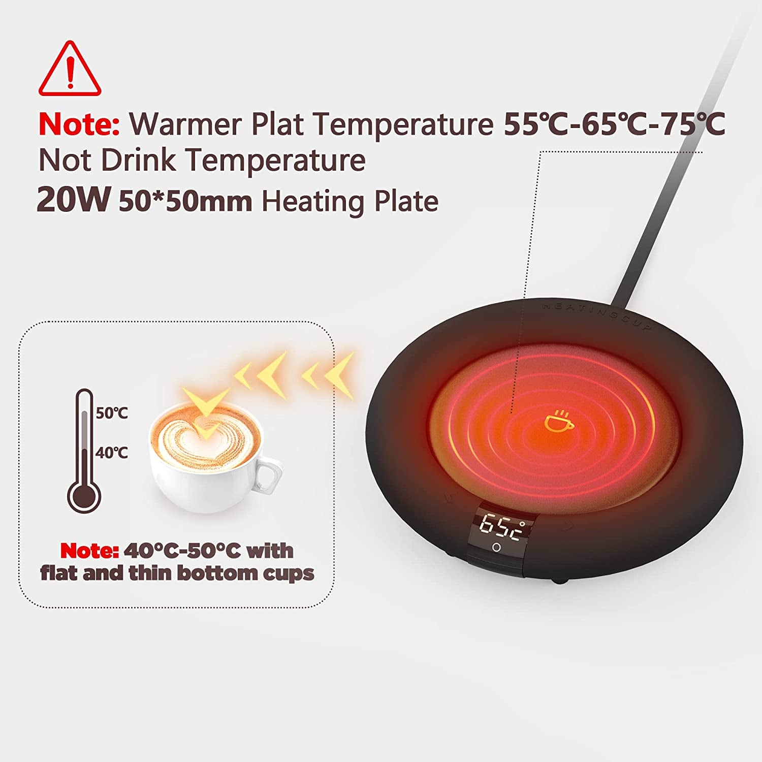 2022 New Smart Coffee Mug Warmer for Coffee Tea, Coffee Cup Warmer for Desk, Auto Shut Off, 3 Temp up to 75℃, Touch Switch, LED Display Warmer Plate for Coffee Tea Water Milk -Coffee Gift (No Cup)